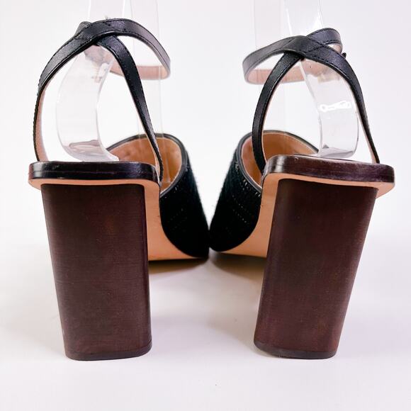 AD & Daughters Block Wooden Heel Haddix Square Toe Dress Sandals Black 6 NEW - Picture 6 of 11